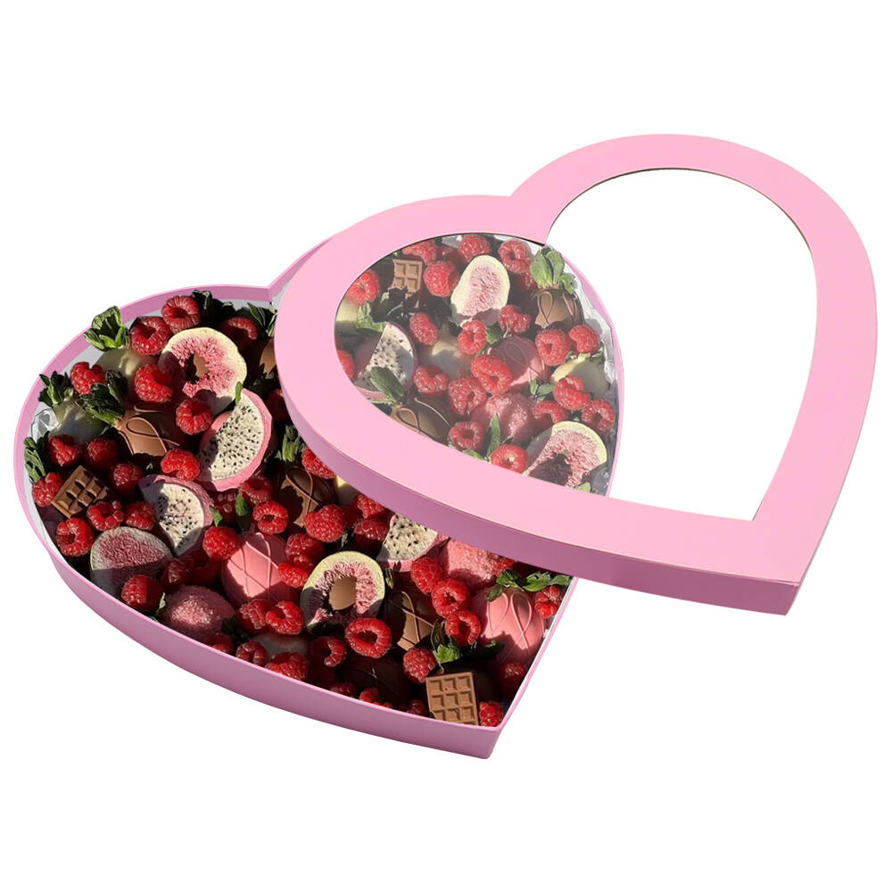 Large Heart Shaped Gift Empty Box With Clear Window Lid