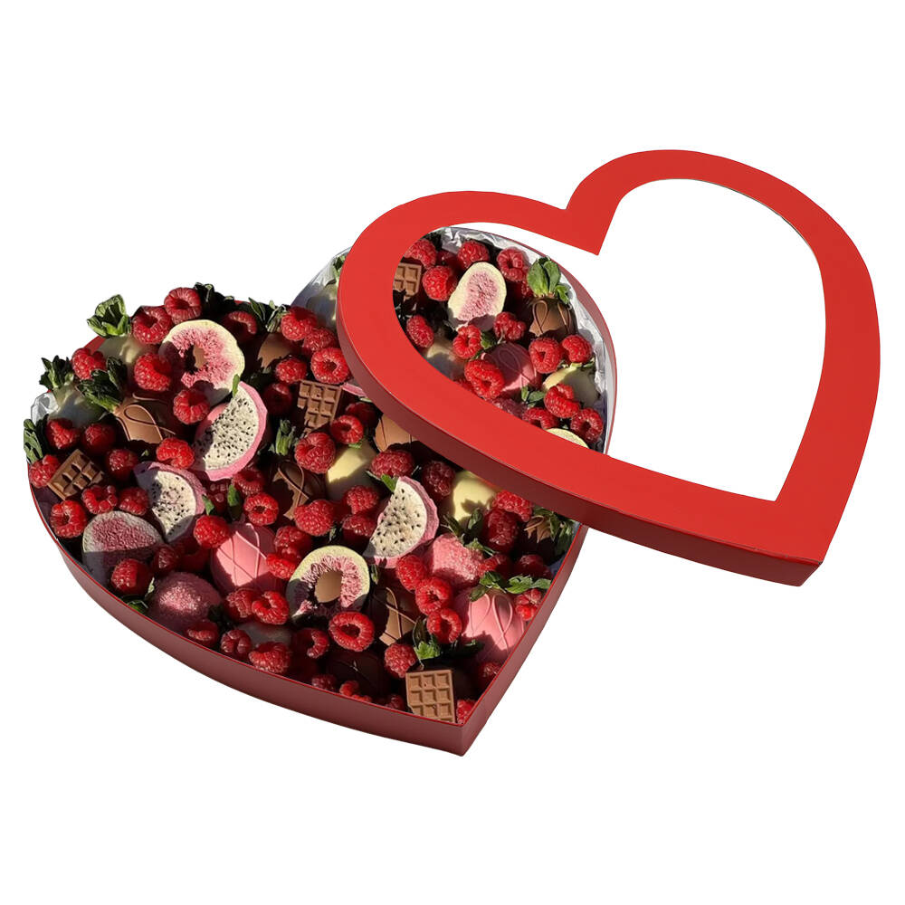 Large Heart Shaped Gift Empty Box With Clear Window Lid