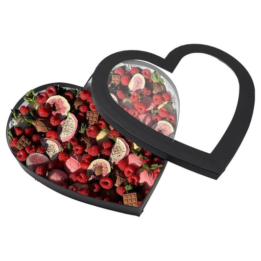 Large Heart Shaped Gift Empty Box With Clear Window Lid